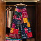 Boho Artisan Patchwork Cotton Wide Leg Palazzo Pants