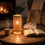 Handcrafted Bamboo Lattice Cylinder Table Lamp