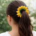 Artisan Crocheted Sunflower Scrunchie - Unique Hair Accessory