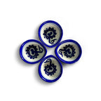 Artisanal Blue & White Graphic Motif Diya Bowls