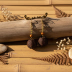 Hand-woven Dark Brown Rattan Ball Drop Earrings