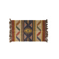 Handwoven Jute & Camel Wool Puja Aasan - Vibrant Geometric Prayer Mat