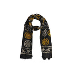 Block Printed Cotton Scarf with Swirl & Floral Design