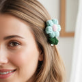 Charming Aqua Crochet Flower Hair Clip - Handmade Accessory