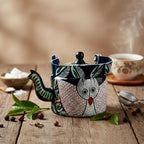 Wisdom & Wealth: Handcrafted Pattachitra Owl Motif Decorative Kettle - Madhues