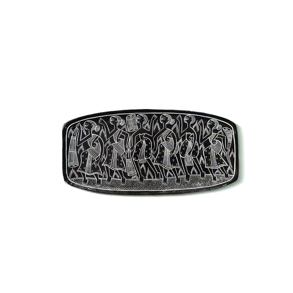 Hand-Carved Pattachitra Art Tray - Procession Scene