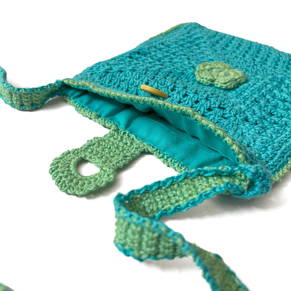 Azure Bloom Crochet Sling Bag