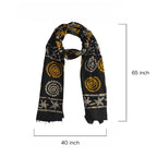 Block Printed Cotton Scarf with Swirl & Floral Design