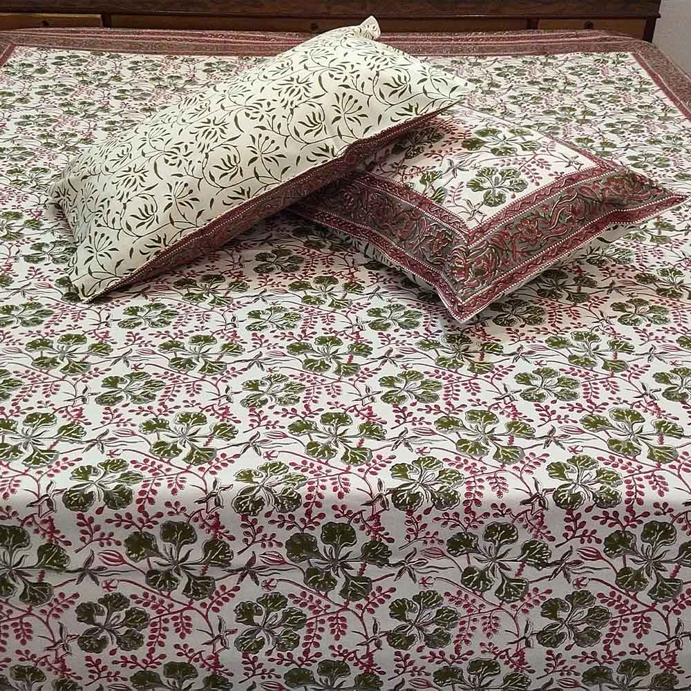 Bagru Botanical Block Print Bedsheet Set - Madhues