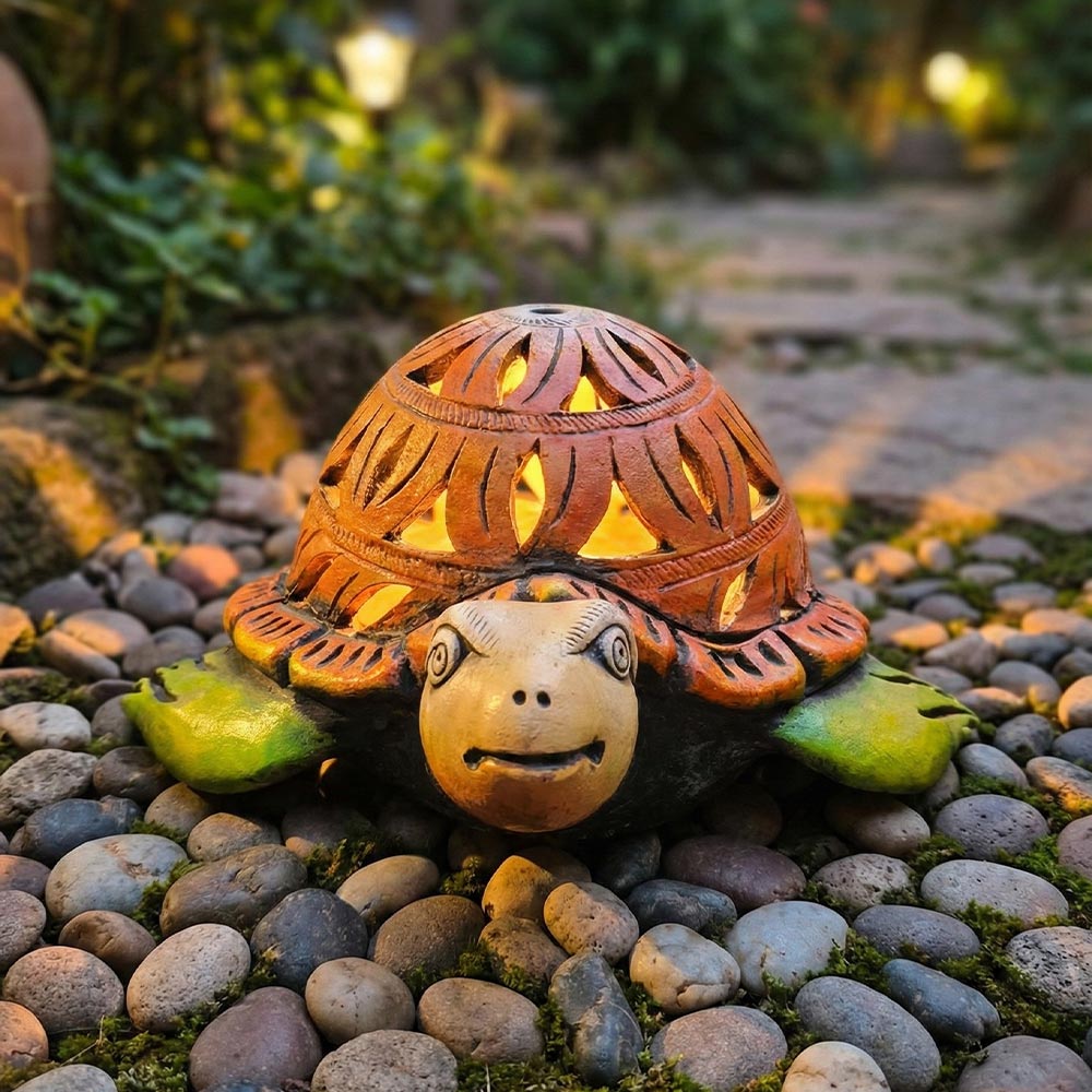 Jali Cutwork Terracotta Lampshade (Turtle) - Madhues