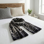 Block Printed Cotton Scarf - Black & White Abstract Design