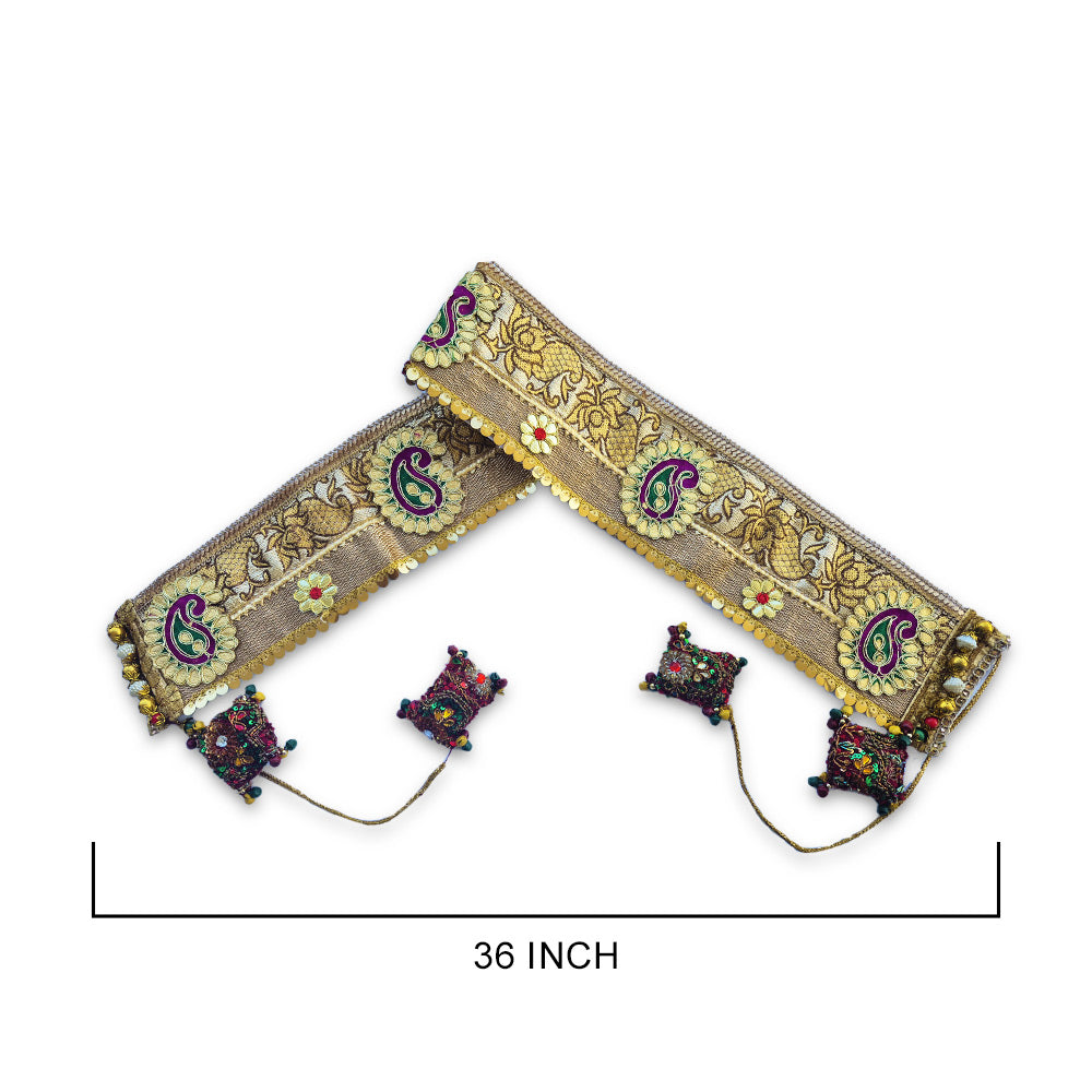 Regal Paisley Motif Toran with Jewel-Tone Embroidery (Kairi Zari Bandarwal) - Madhues