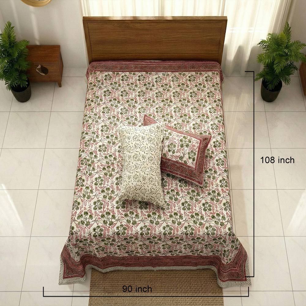 Bagru Botanical Block Print Bedsheet Set - Madhues