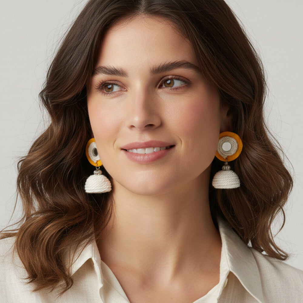 Artisanal Rope Bell Drop Earrings