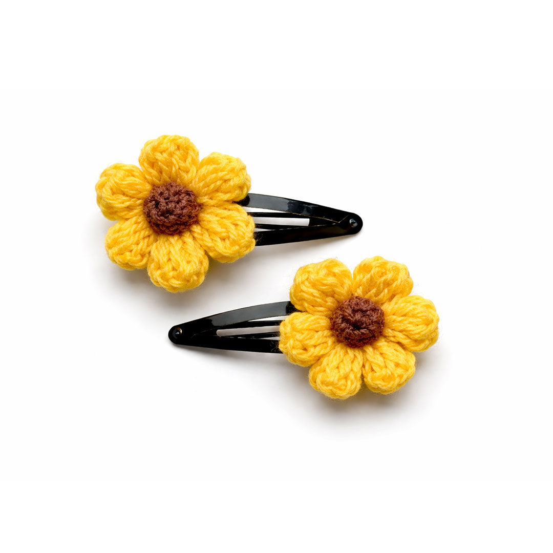 Handmade Crochet Flower Hair Clips (Pair) - Multiple Colors Available