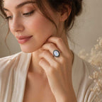 Handcrafted Moonstone Statement Ring with Ornate Silver Detailing