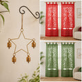 Handcrafted Brass Star Bell Chime & Appliqué Cutout Curtain Set
