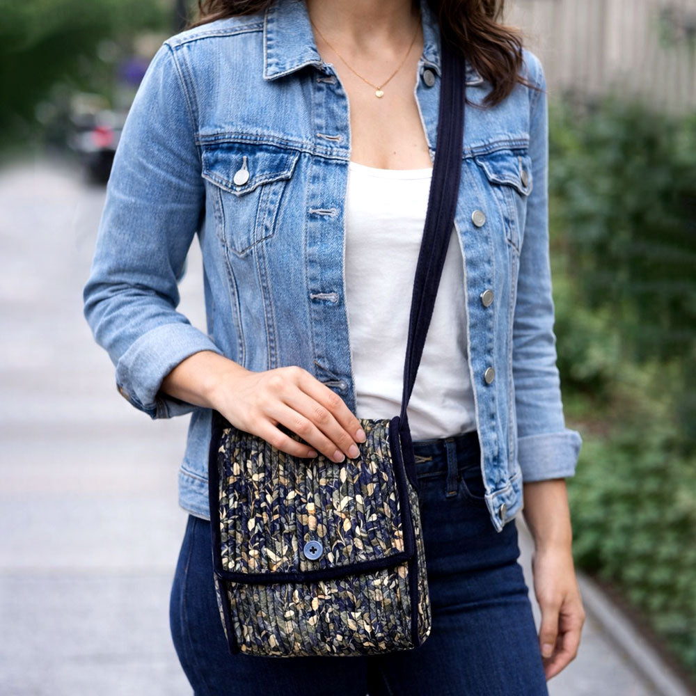 Golden Lattice Quilted Sling Bag