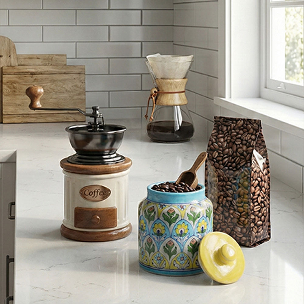 Jaipur Blue Pottery Floral Canister