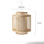 Wooden lantern with dimensions labeled on a white background