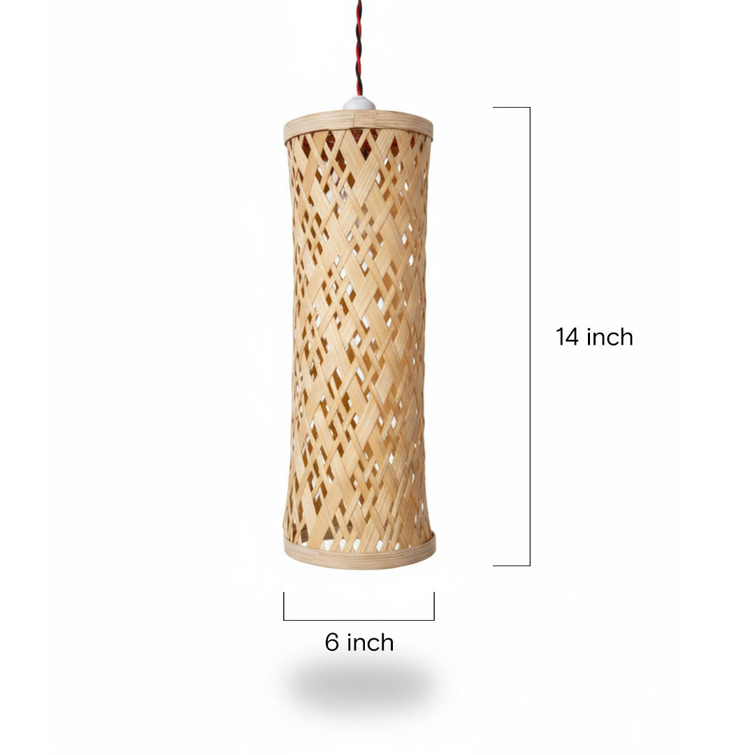 Hand-Woven Bamboo Cylindrical Pendant Light
