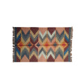 Artisan Hand-Woven Geometric Durrie Rug with Fringed Edges