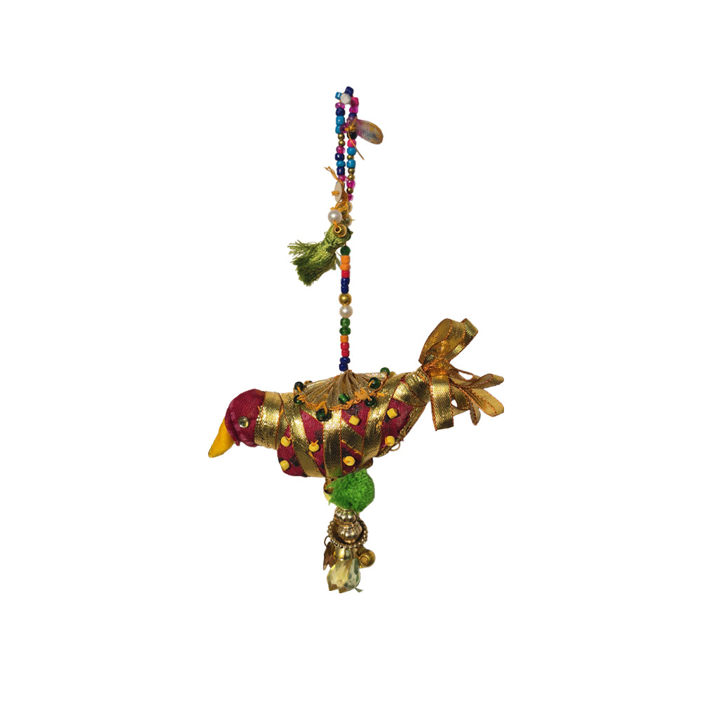 Intricate Beaded Fabric Bird Hanging - Madhues