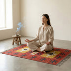 Handwoven Tribal Geometric Cotton Durrie Rug with Fringe