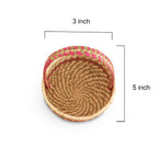 Woven basket with dimensions labeled on a white background