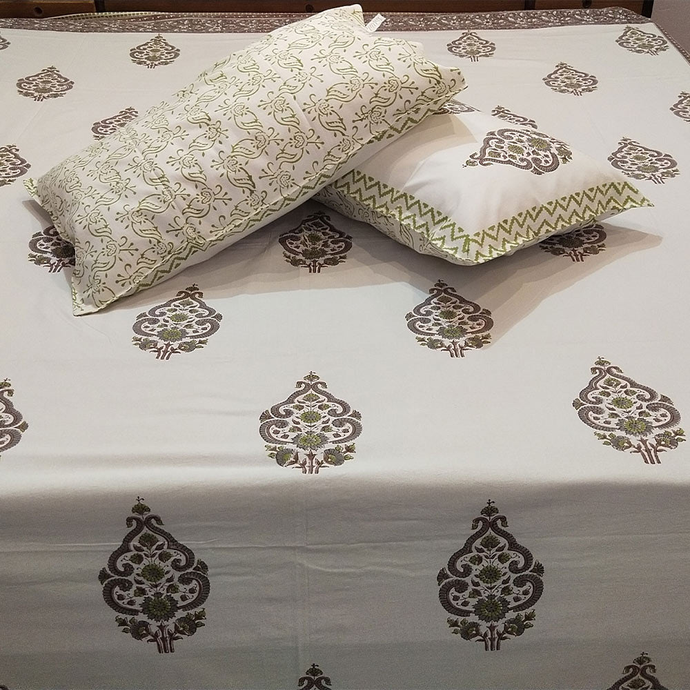 Bagru Medallion Cotton Bedsheet & Pillow Set - Madhues