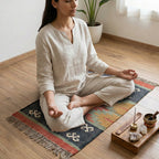 Handwoven Jute Puja Aasan Mat with Ethnic Design