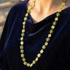 Pastel Yellow and Green Wood Bead Necklace