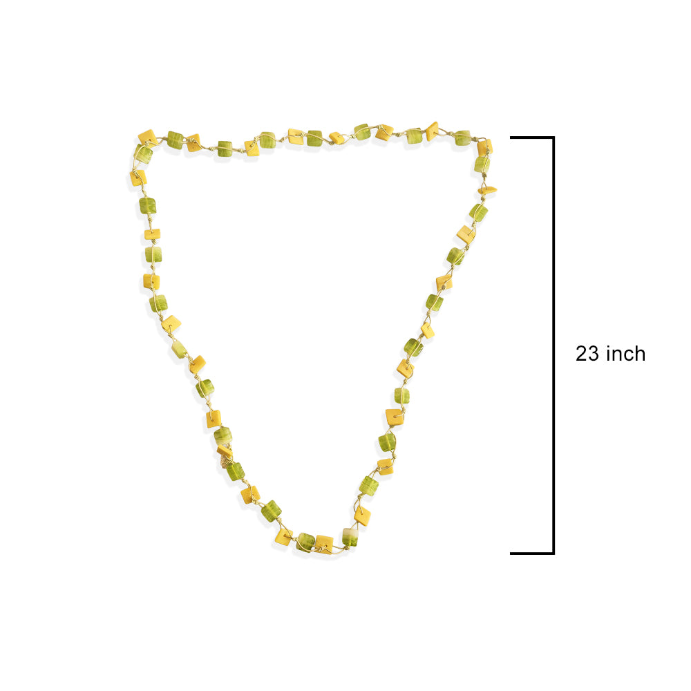 Pastel Yellow and Green Wood Bead Necklace