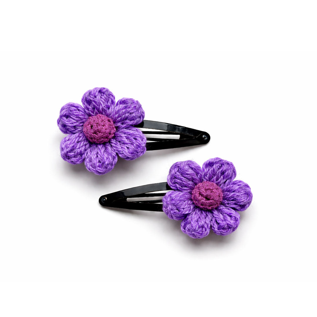 Handmade Crochet Flower Hair Clips (Pair) - Multiple Colors Available