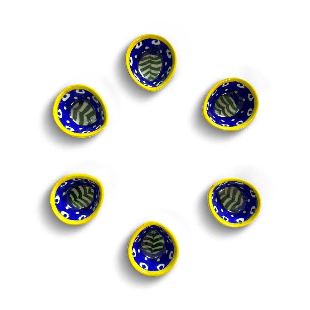 'Verdant Soul' Artisanal Ceramic Diya's