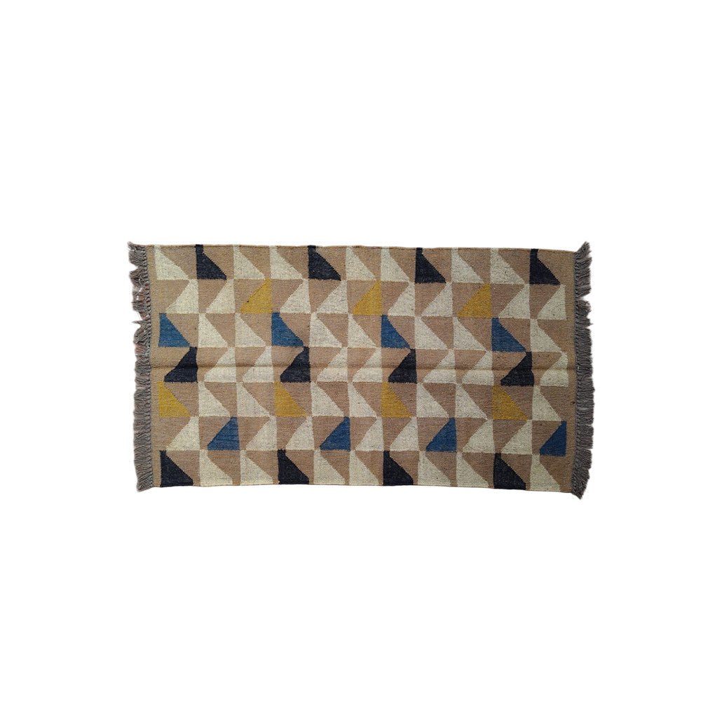 Handwoven Bohemian Geometric Jute Cotton Durrie Area Rug
