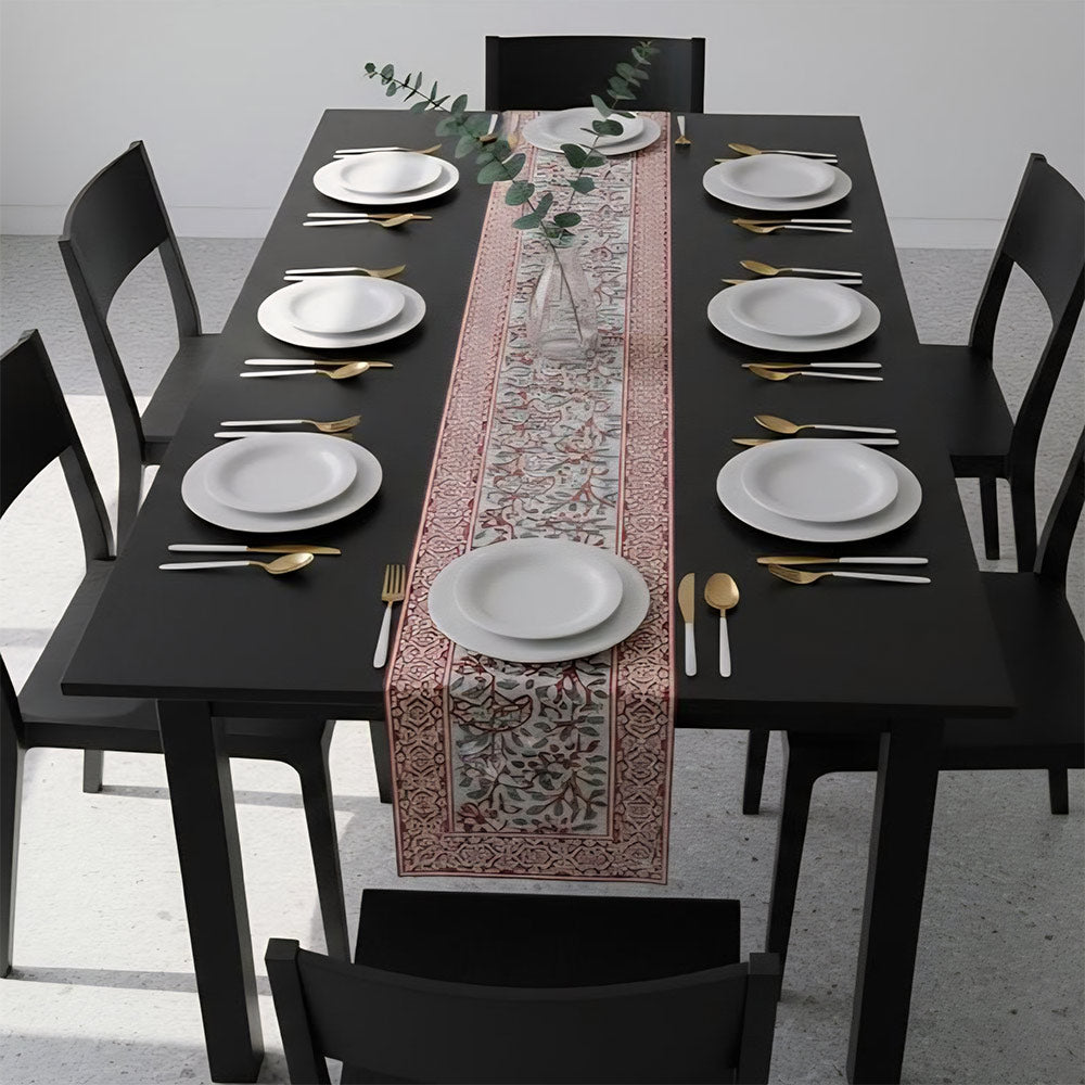 Handcrafted Block Printed Floral Table Runner