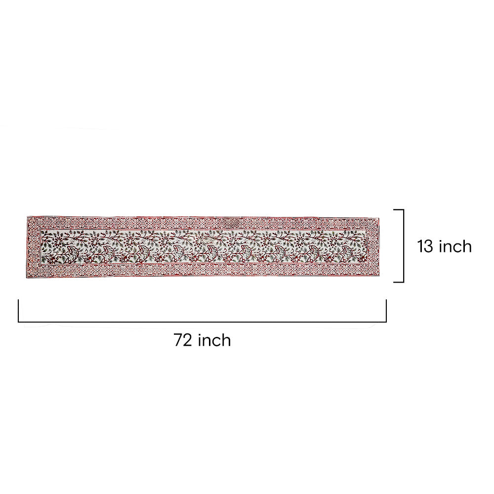 Handcrafted Block Printed Floral Table Runner