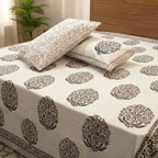 Desert Bloom Bagru Block Print Cotton Bedsheet Set - Madhues