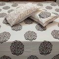 Desert Bloom Bagru Block Print Cotton Bedsheet Set - Madhues