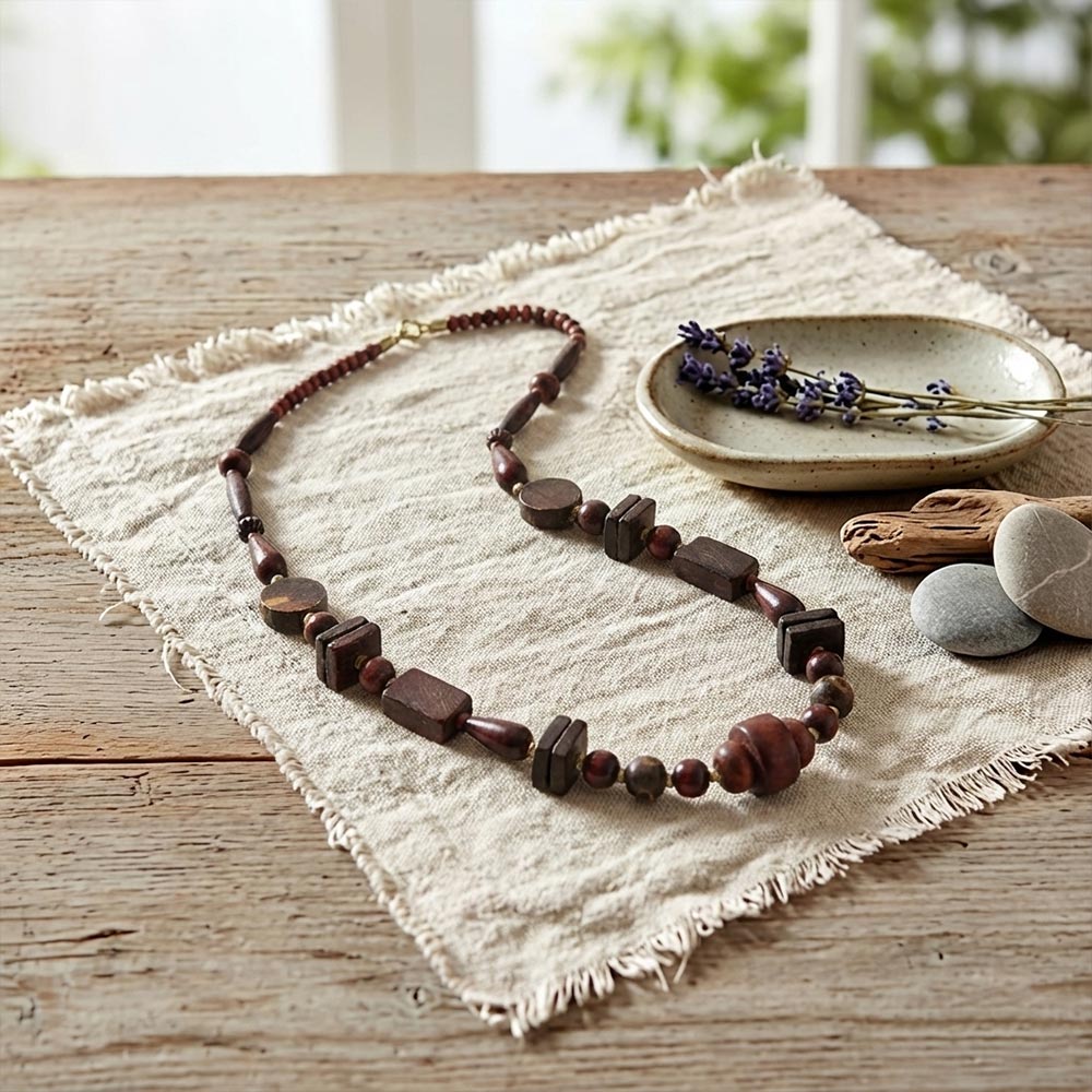 The Rustic Wood and Resin Bead Necklace