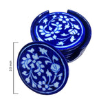 Indigo Vine Ceramic Coaster Set with Holder - Image 2