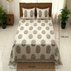 Desert Bloom Bagru Block Print Cotton Bedsheet Set - Madhues
