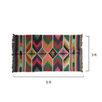 Handwoven Geometric Cotton Blend Durrie Rug - Rustic Multicolor