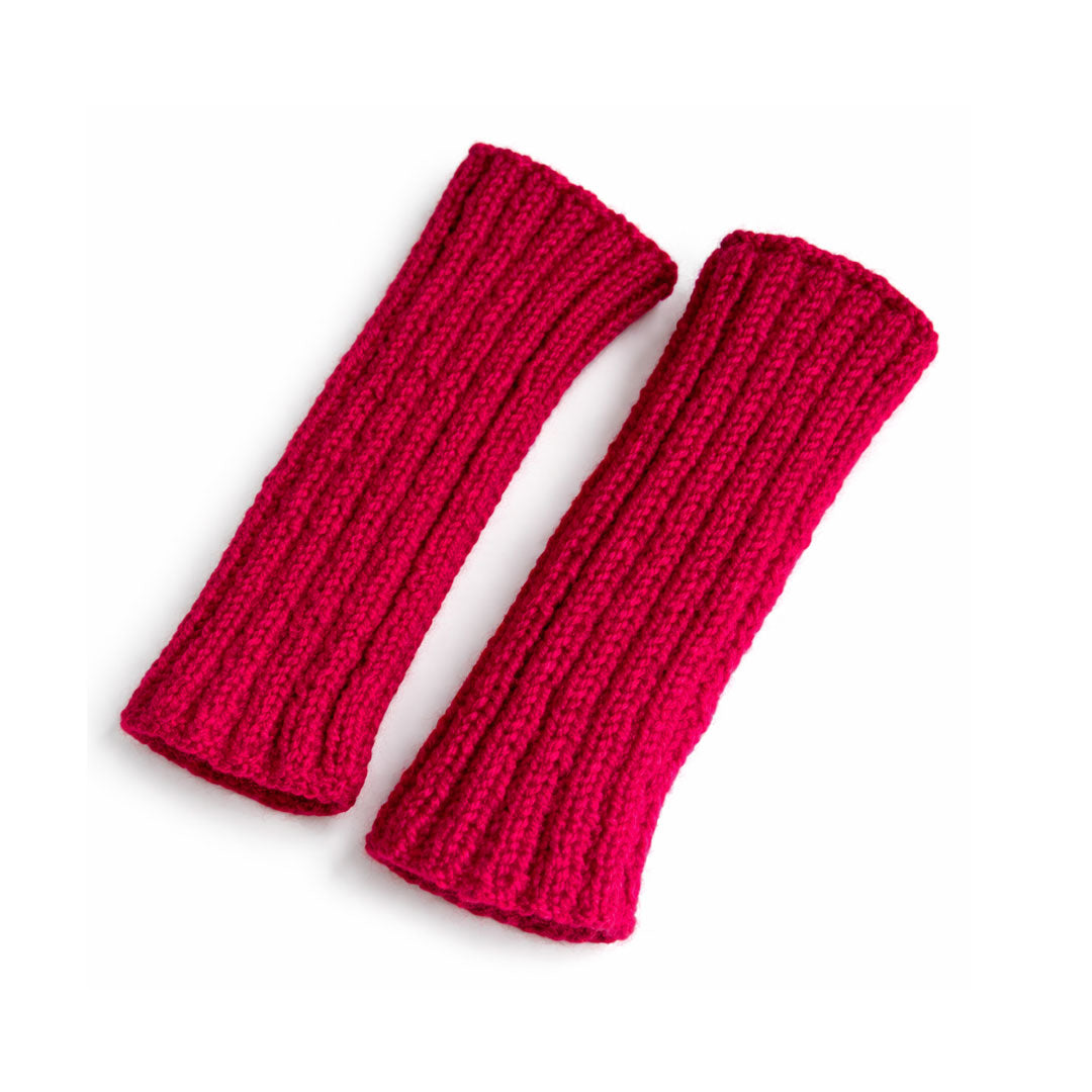 Handmade Ribbed Knit Fingerless Gloves - Soft Winter Arm Warmers