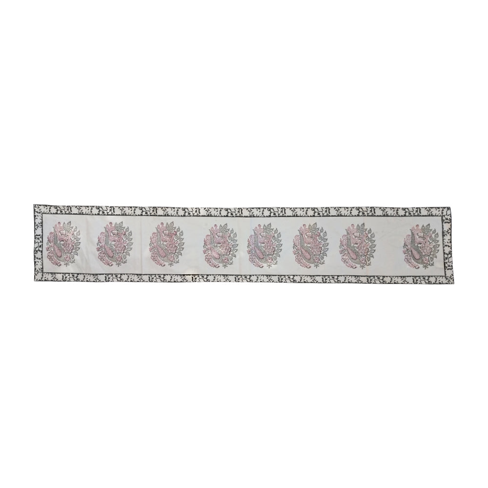 Block Printed Paisley Floral Table Runner