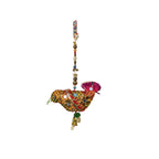 Vibrant Folk Art Bird Hanging with Mirrors & Bells - Madhues