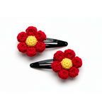 Handmade Crochet Flower Hair Clips (Pair) - Multiple Colors Available