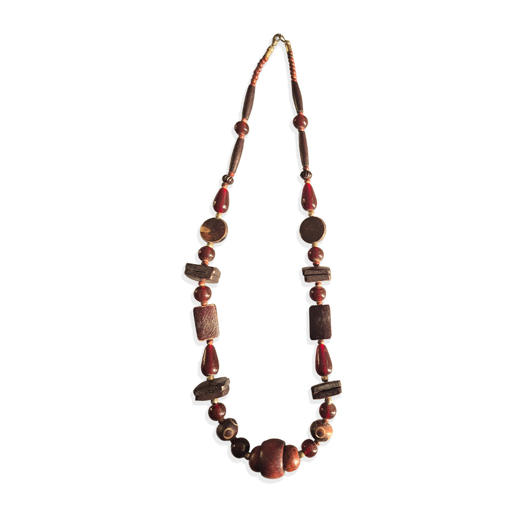 The Rustic Wood and Resin Bead Necklace