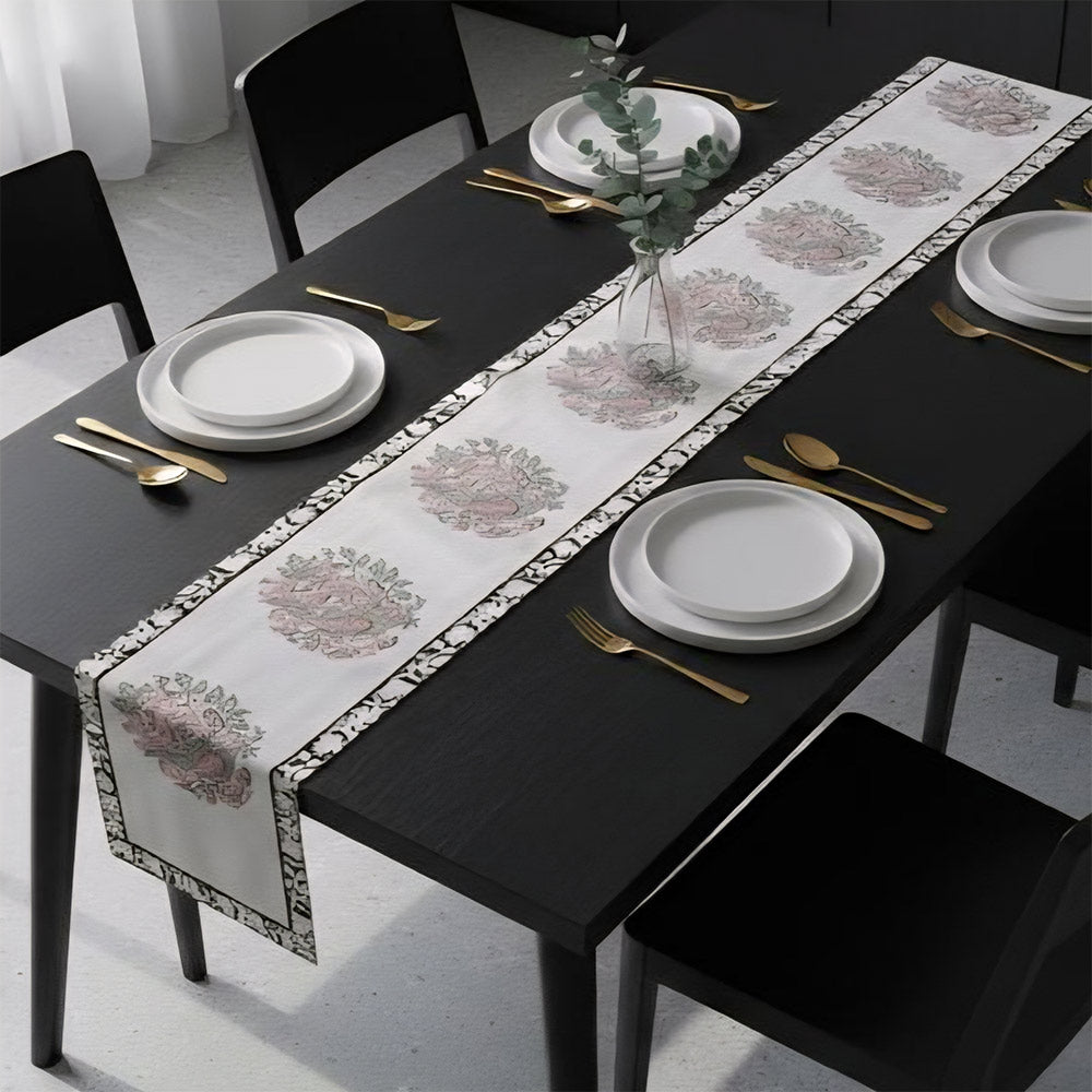 Block Printed Paisley Floral Table Runner